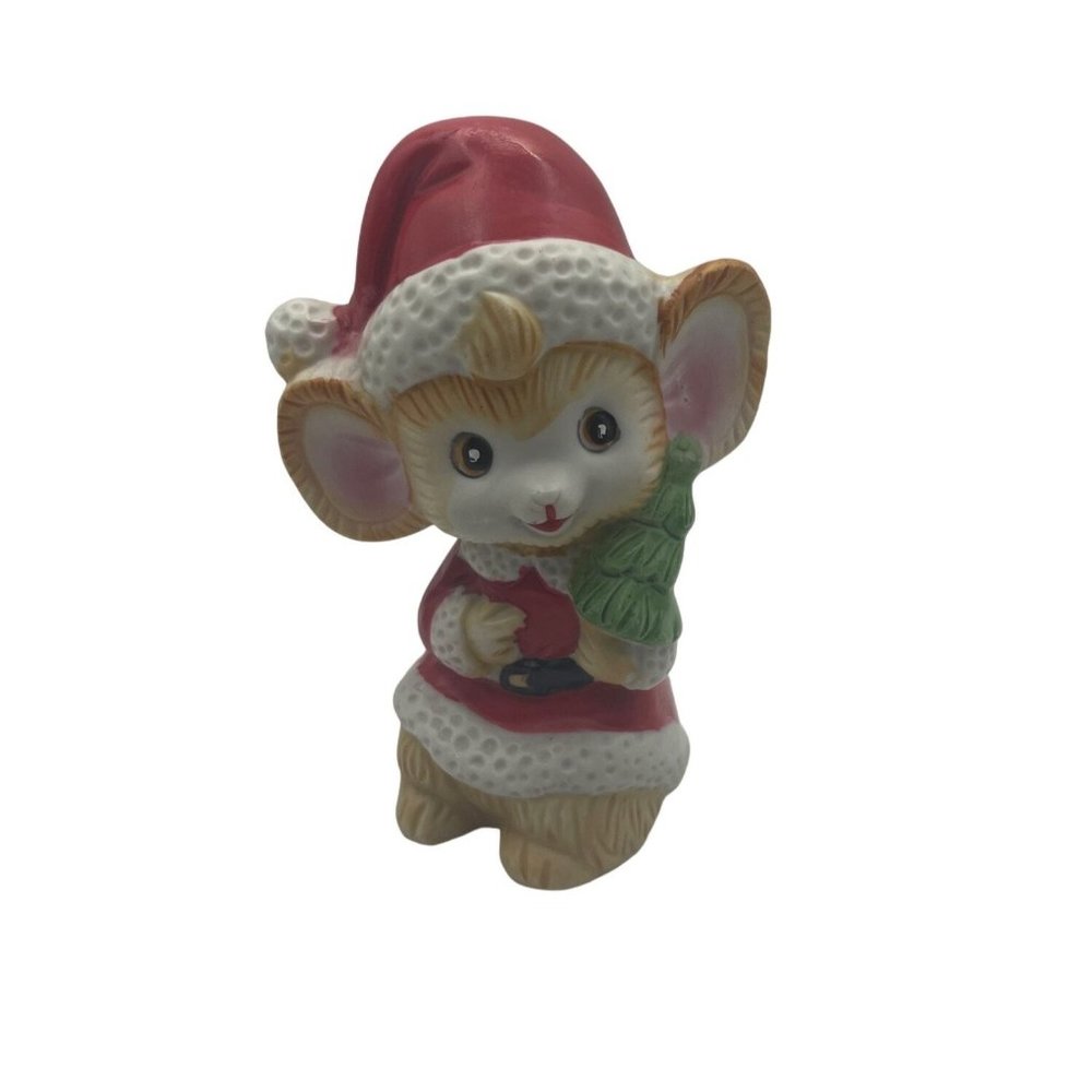 Vintage Ucgc Ceramic Christmas Mouse in Santa Suit Vintage Christmas Decor